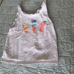 Girls' White Ice Cream Graphic Ruffle Tank Top